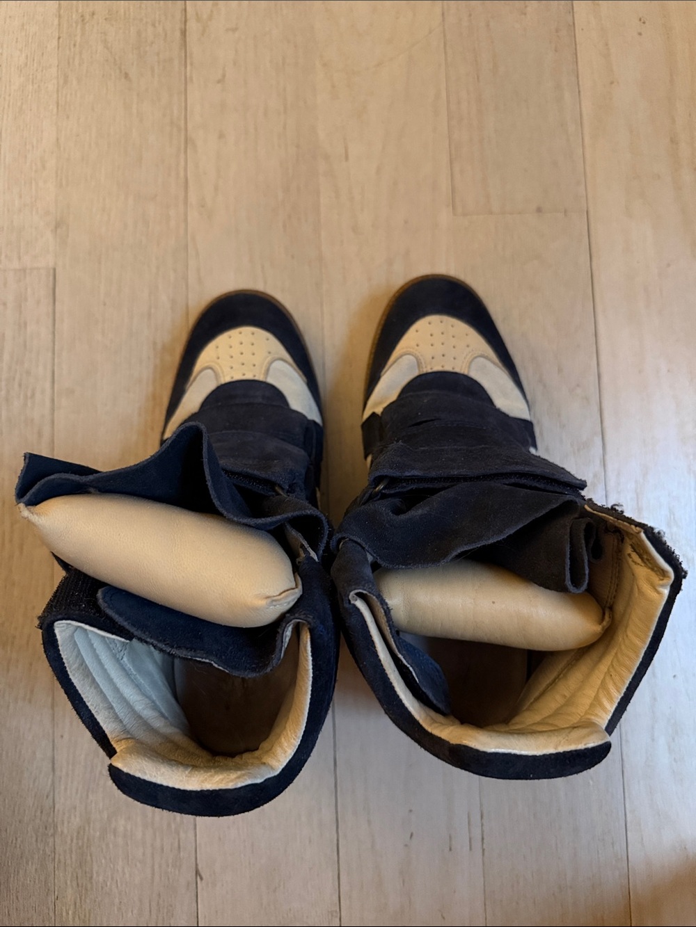 Isabel Marant High-Top Sneakers in Navy and Beige - Picture 2 of 5